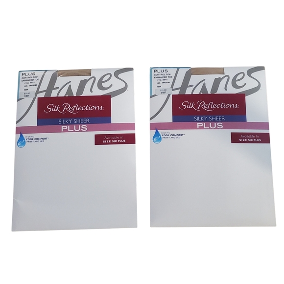 Hanes Accessories - NWT 2-Pack Hanes Silk Reflections Plus Control Top Enhanced Toe- Two Plus, Nude